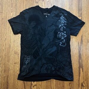 Y2K Affliction Heroes and Demons Black Graphic Men's Shirt